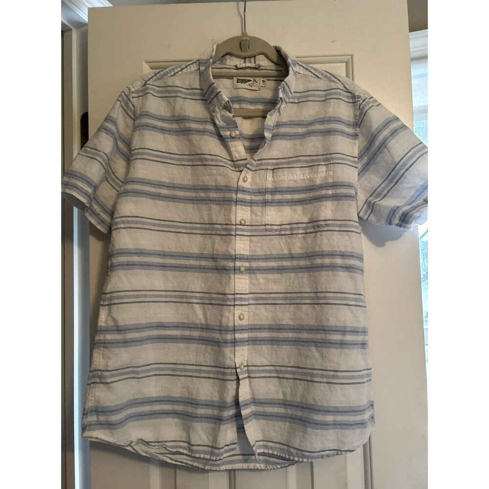 Wellen Linen Button Down Short Sleeve Shirt Mens Medium Organic Cotton